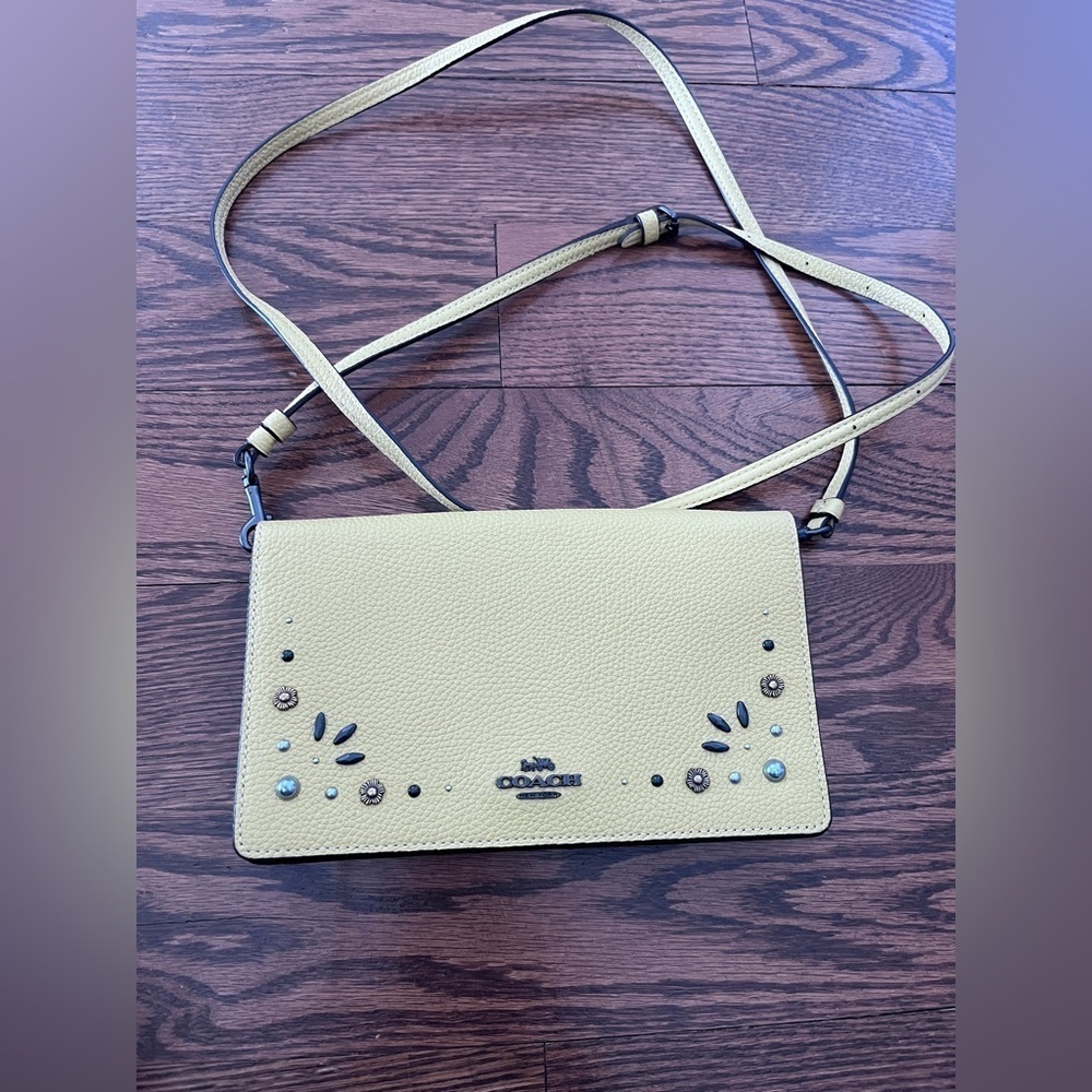 Coach HAYDEN FOLDOVER CROSSBODY CLUTCH SUNFLOWER/BLACK COPPER